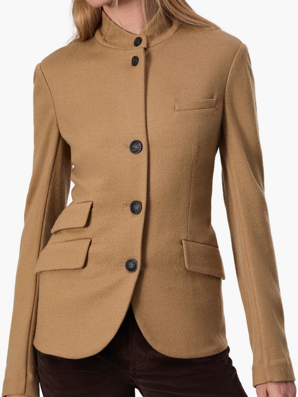 rag & bone Camel Wool-Blend Tailored Button Jacket